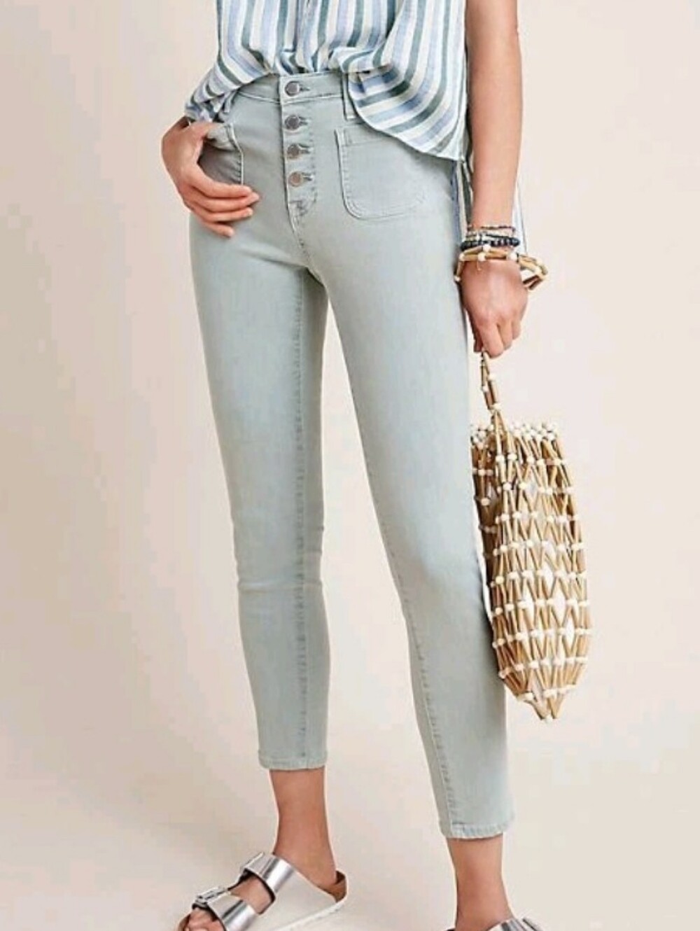 AG Anthropologie Vintage Stevie Ankle Button Up Crop